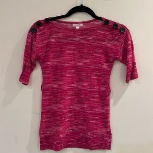 Kids Girls Mini T Shirt Pink Dress with Buttons on shoulders,  S, Short Sleeve